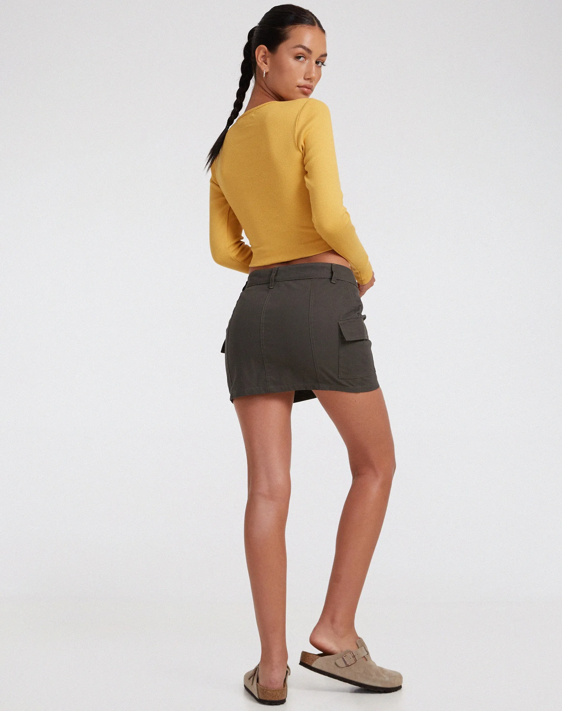 Zehra Long Sleeve Top in Rib Yolk Yellow