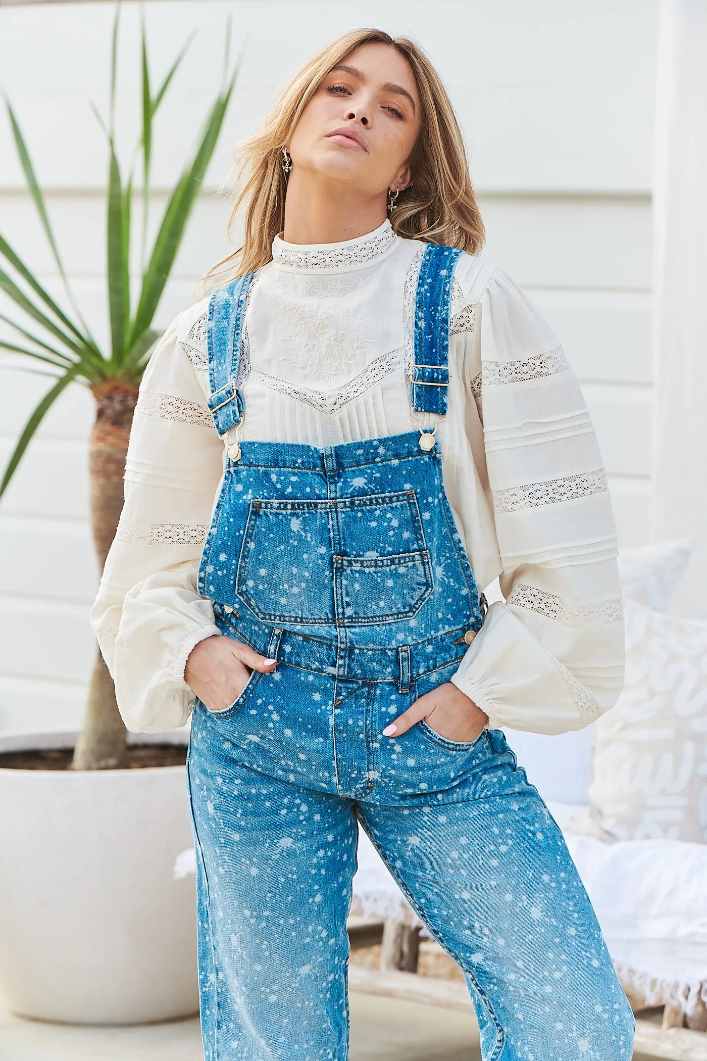 Ziggy Denim Overall - Splatter ~ Free People